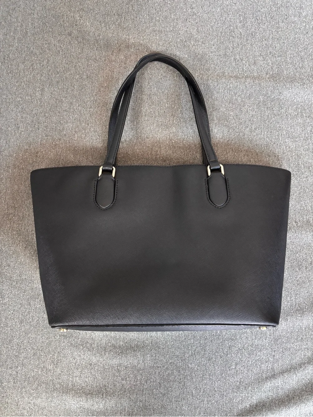 kate spade Black Structured Saffiano Tote with Gold Accent